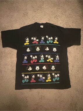 Mickey Unlimited Disney Vintage 90s Tee Shirt XL Black Multicolor Single Stitch
